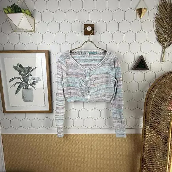 Daily Practice from Anthropologie Pastel Cropped Cardigan Sweater - Size - Large - Picture 1 of 6